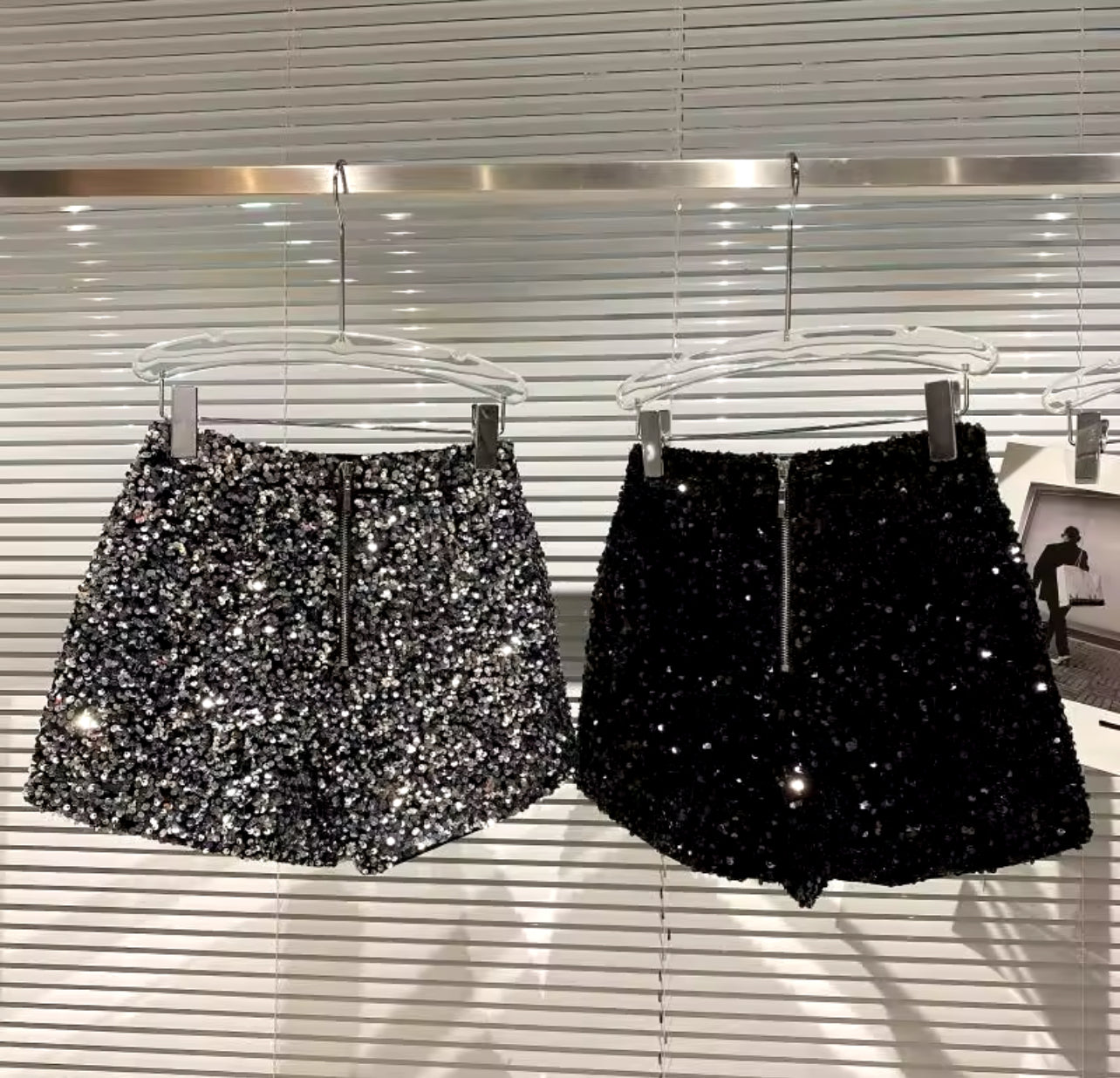 Women’s Black Velvet Sequined Shorts – Shiny Clubwear Party Pants