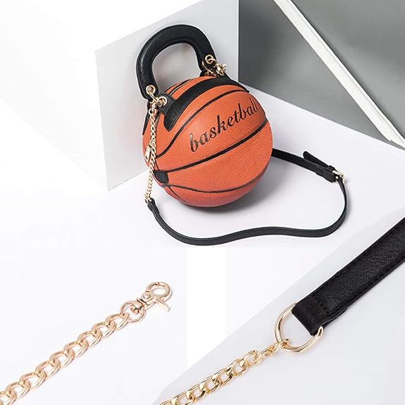 Women Basketball Shaped Purse Girls Round Handbag Shoulder Cross Body