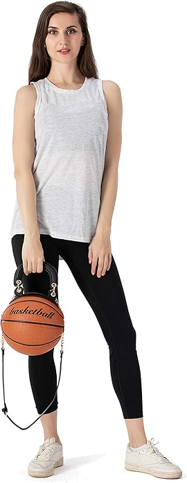 Women Basketball Shaped Purse Girls Round Handbag Shoulder Cross Body