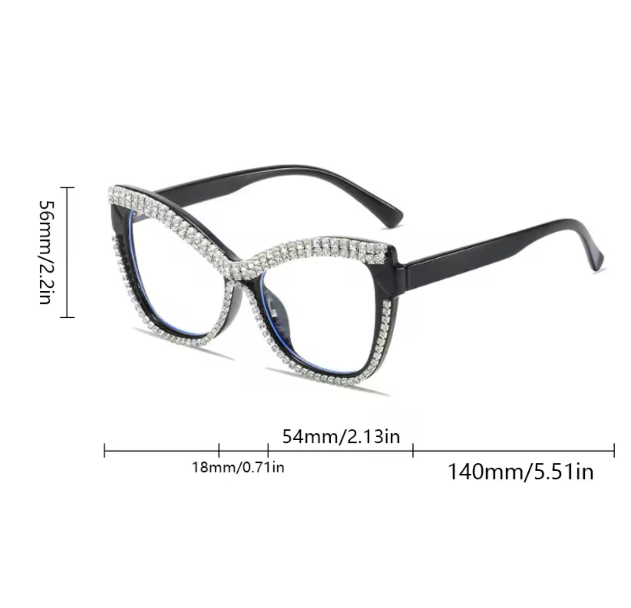 Womens Fashion Cat Eye Glasses with Rhinestones