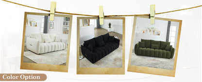 Modern Comfy Deep-Seat Teddy Cloud Sofa – Upholstered 3-Seater Bouclé Couch