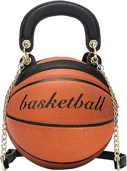 Women Basketball Shaped Purse Girls Round Handbag Shoulder Cross Body