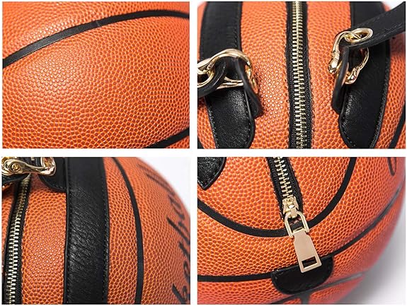 Women Basketball Shaped Purse Girls Round Handbag Shoulder Cross Body