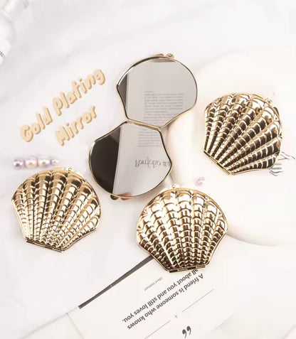 Golden Shell Double-Sided Makeup Mirror