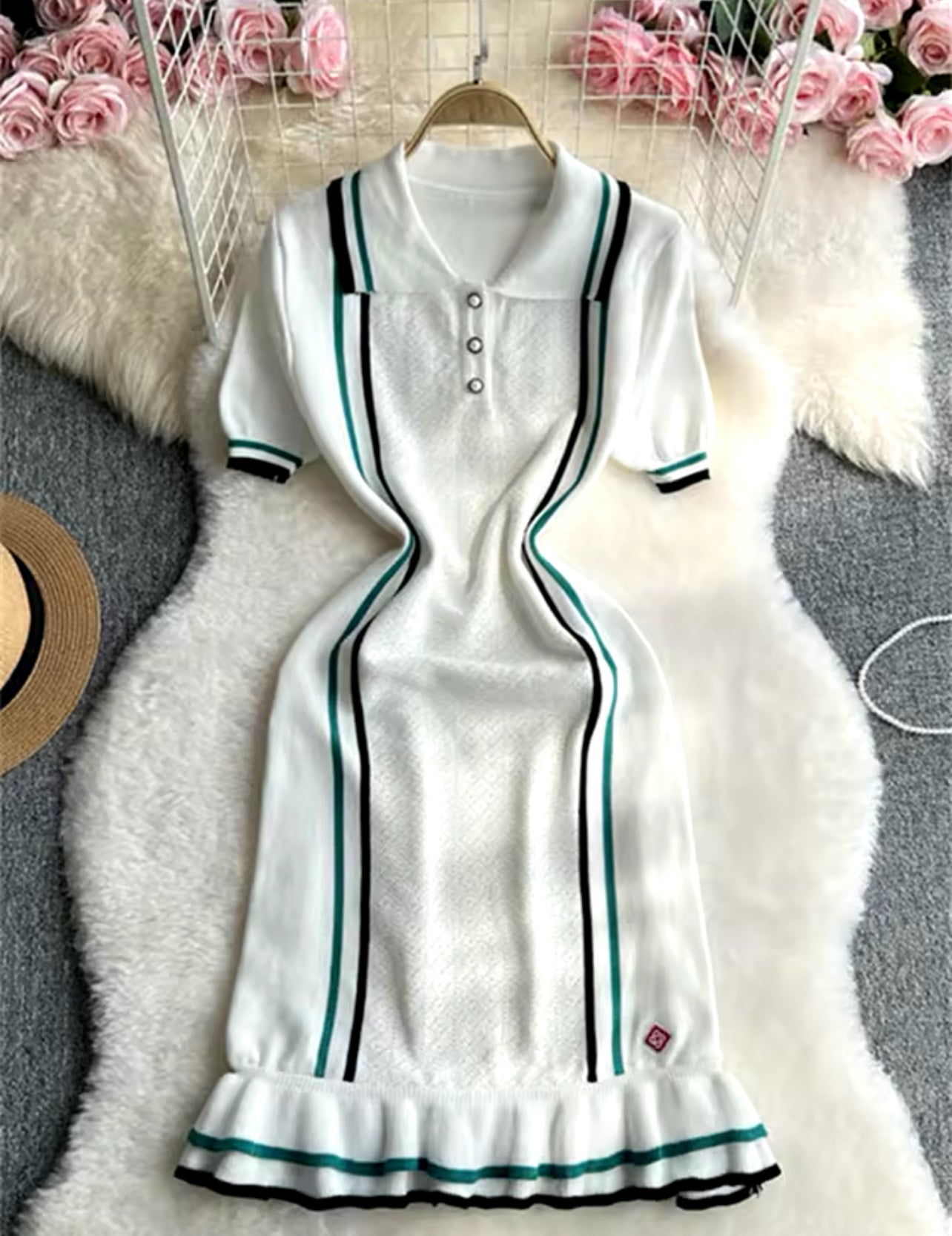 Preppy Girl Short Sleeve Collar Dress