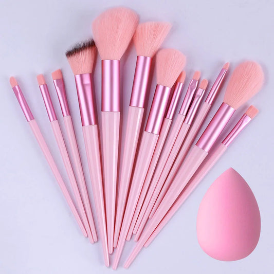 Pink 13PCS Makeup Brushes Set – Super Soft Detail Brushes