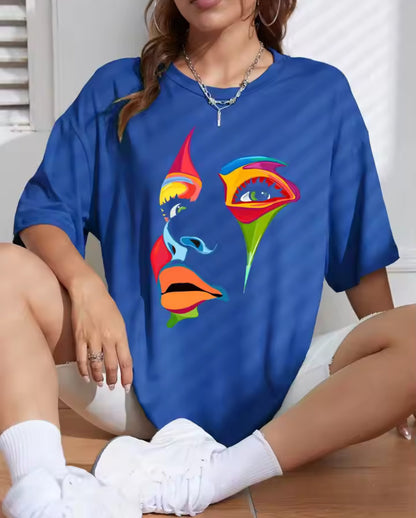 “Painted Lady" face personality design print T-shirt