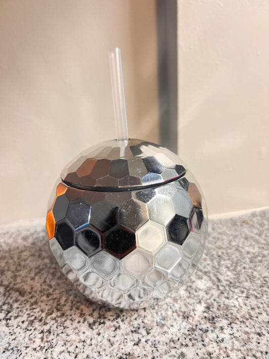 Disco Ball Plastic Cup with Straw