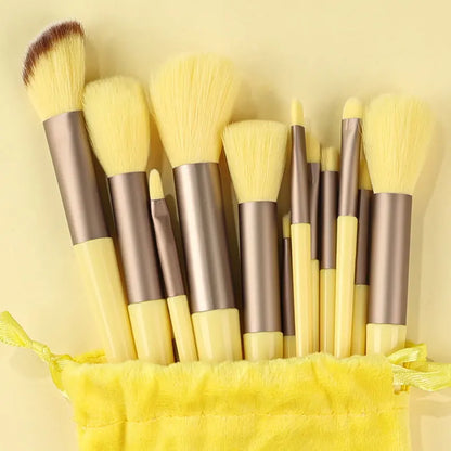 Yellow 13PCS Makeup Brushes Set – Super Soft Detail Brushes