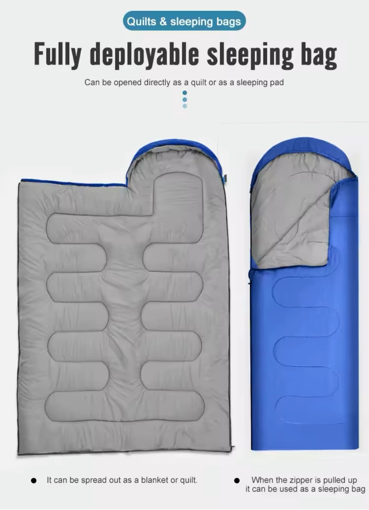 Camping Sleeping Bag – Lightweight, 4-Season, Warm, and Versatile