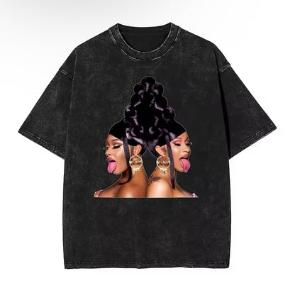 Cardi B x Meg WAP Washed T-Shirt