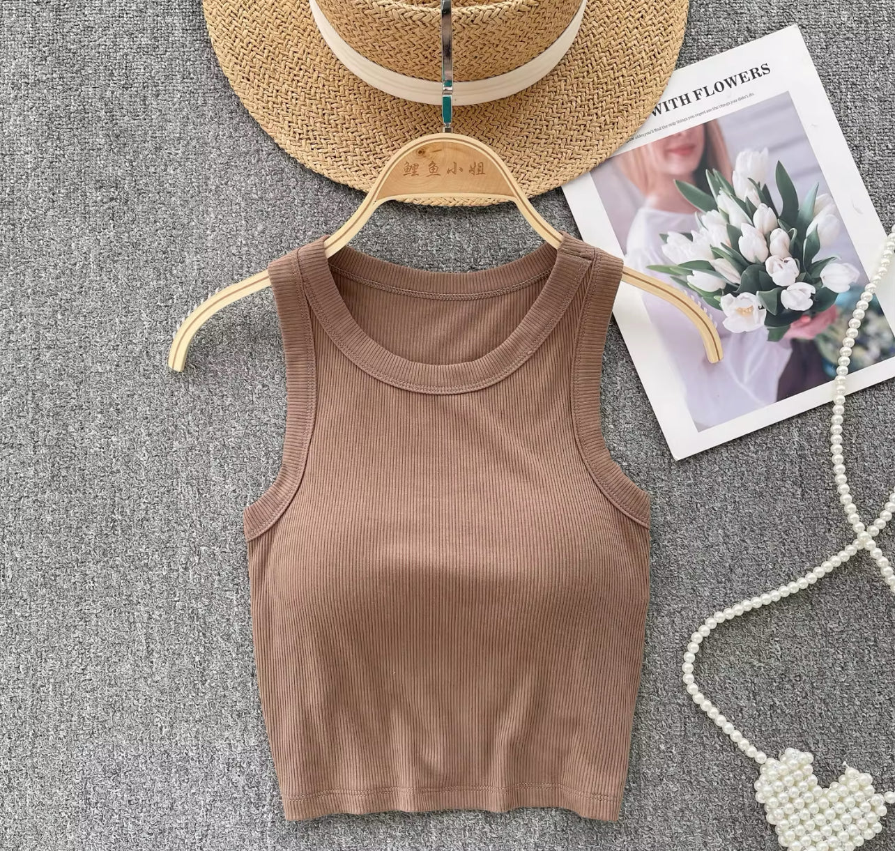 Knit Tank Top with Built in Bra