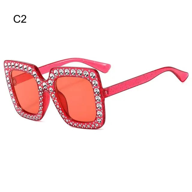 Rhinestone Oversize Square Women Sunglasses