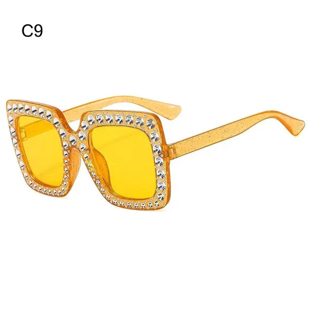 Rhinestone Oversize Square Women Sunglasses