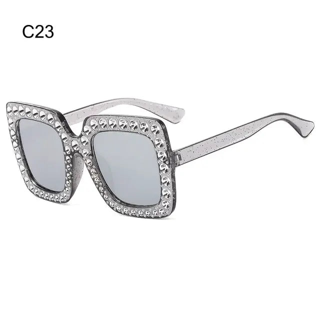 Rhinestone Oversize Square Women Sunglasses