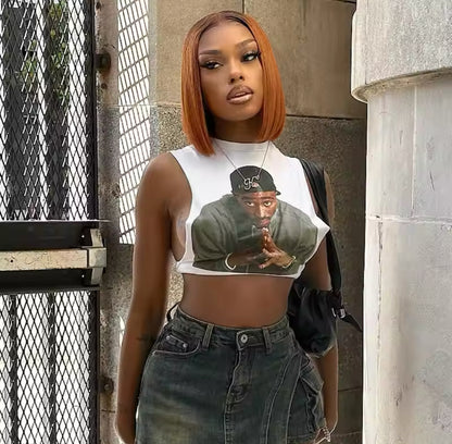 Sexy Tupac Rapper Inspired Crop Tee