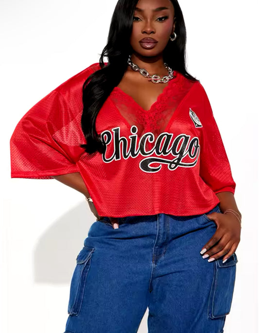 Sporty Chic Chicago Mesh Jersey Top