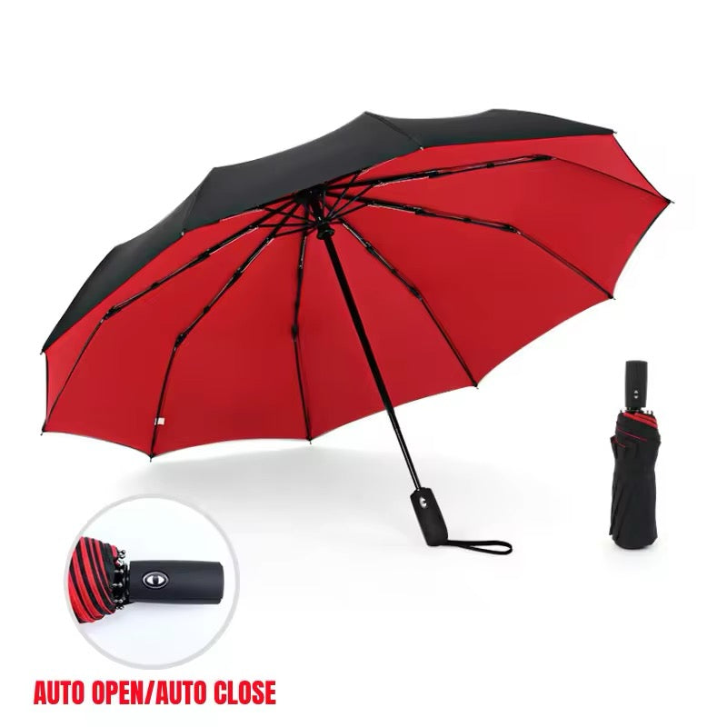 Automatic open and close 10 rib double layer Windproof Travel Umbrella