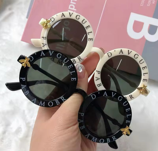 *Children's Vintage Sunglasses with Bee and Letter Decoration