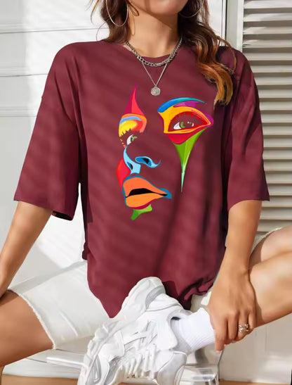 “Painted Lady" face personality design print T-shirt