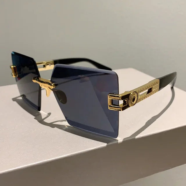 Women Rimless Square Summer Sunglasses - Weekend Shade Sunglasses 