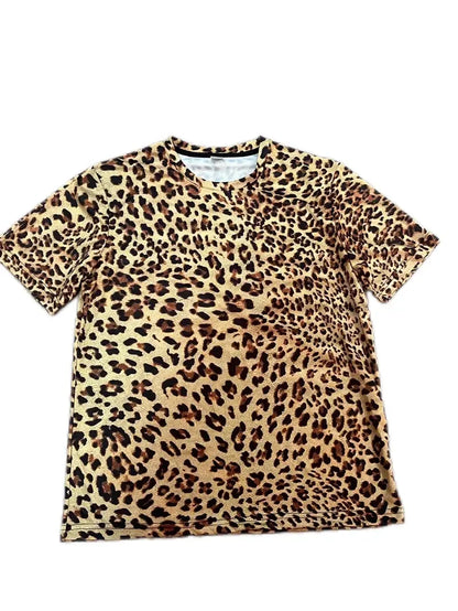 Fashion Leopard Print Round Neck Short Sleeve Men's T-Shirt