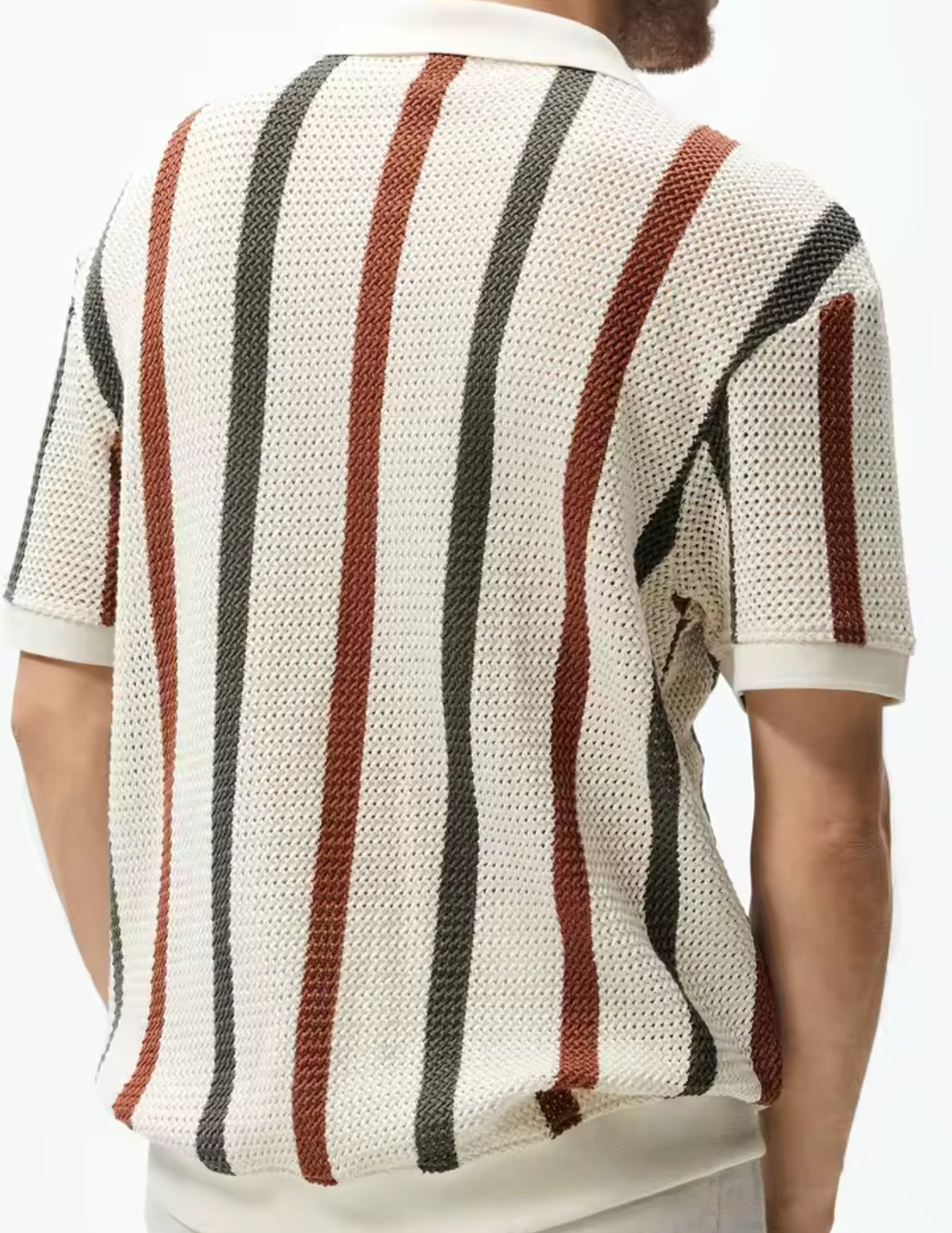 Men's Summer Chunky Knit Short-Sleeve Polo Shirt