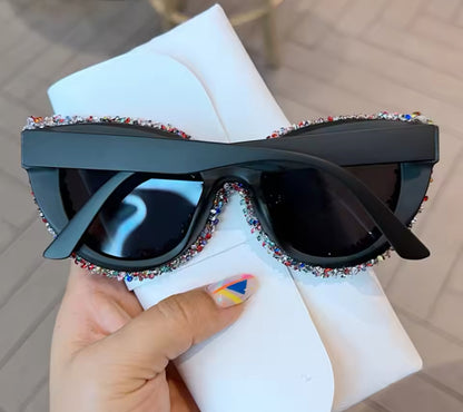 Bling Women Fashion Plastic Cateye Sunglasses