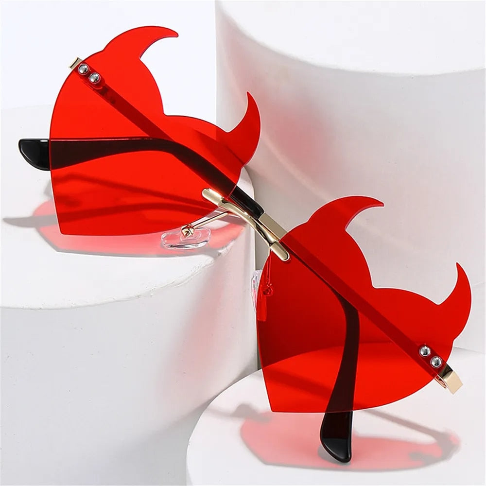 Devil Ear Heart Shape Rimless Sunglasses - Weekend Shade Sunglasses 