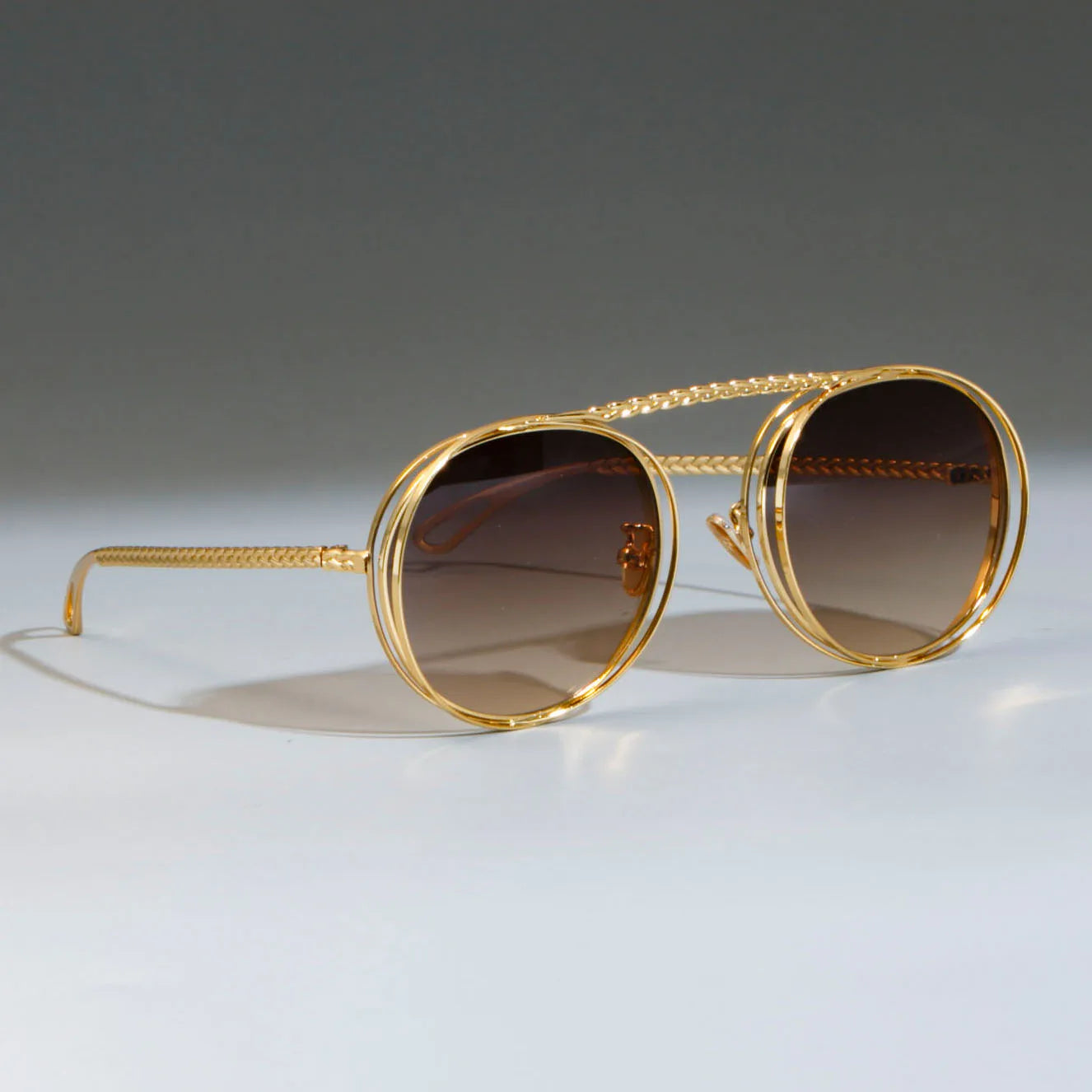 Money Retro Metal Chain Round Sunglasses