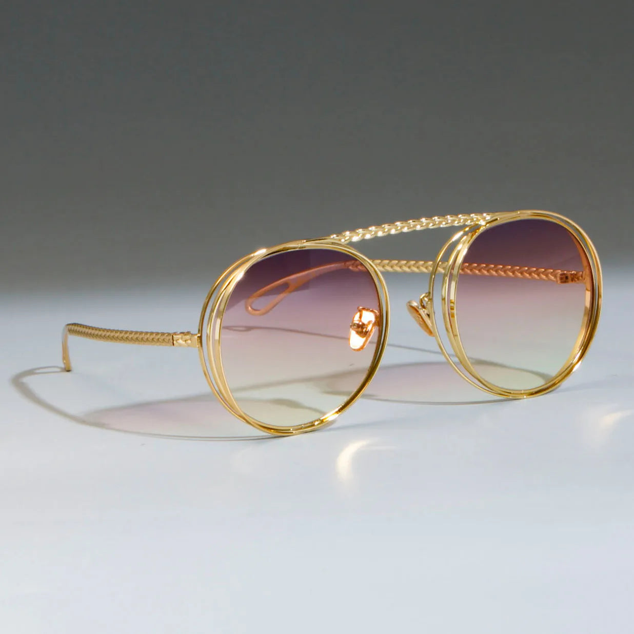 Money Retro Metal Chain Round Sunglasses