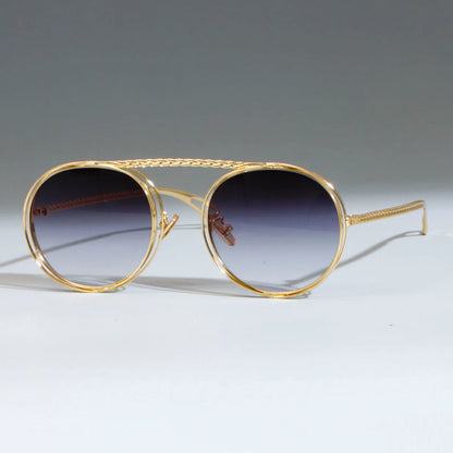 Money Retro Metal Chain Round Sunglasses