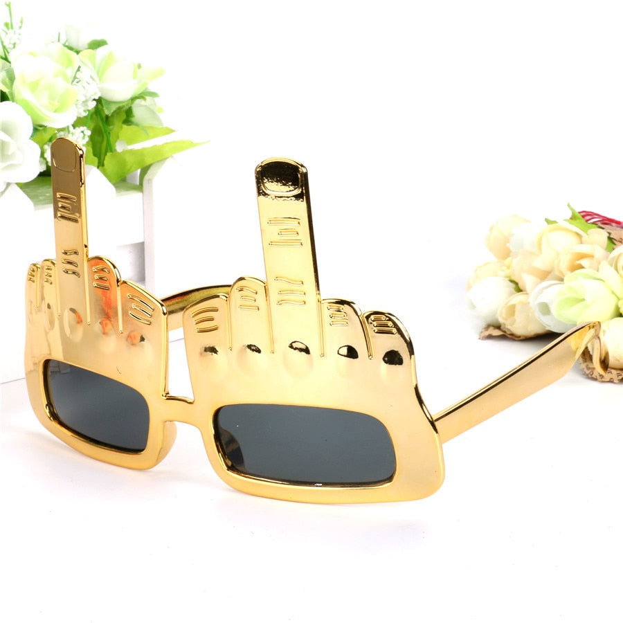 Creative Middle Finger Flip Off Hand Shape Finger Silly Funny Party Novelty Sunglasses, Glam