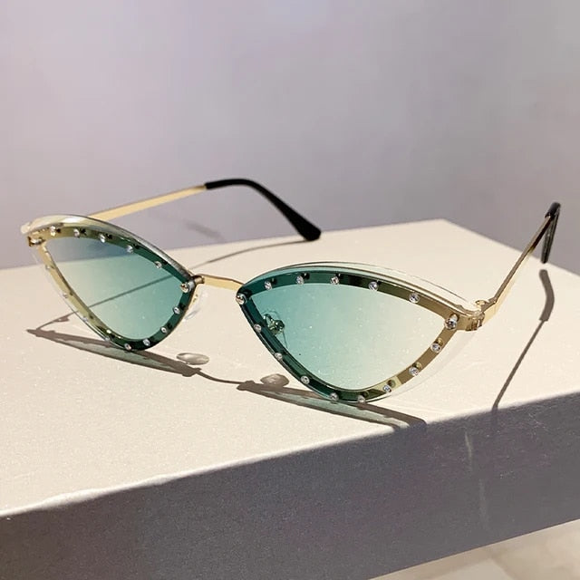 Vintage Rimless Cat Eye Metal Sunglasses - Shop Women Sunglasses 