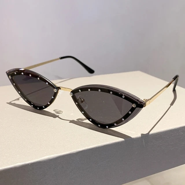 Vintage Rimless Cat Eye Metal Sunglasses