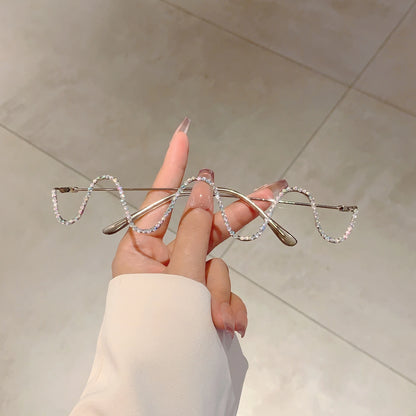 "Wavy" Rimless Fashion Frame Glasses