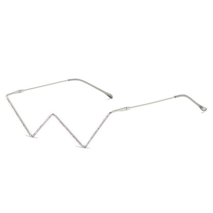 Rhinestone Rimless No Lens Glasses