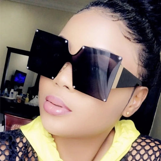 Oversized Square Sunglasses Women Rimless 