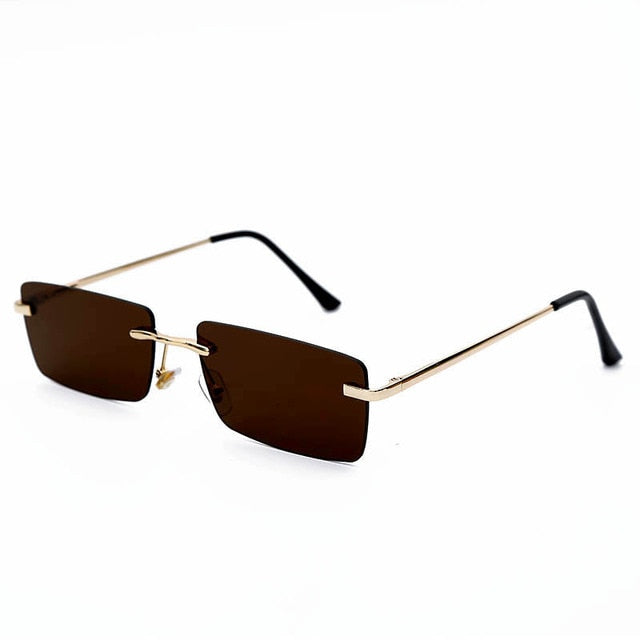 Foxy Mama Rectangle Rimless Sunglasses