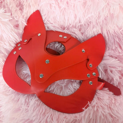 Red Leather Mask for Women – Sexy Cosplay Cat Mask