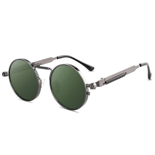 Men's Steam Punk Round Metal Frame Sunglasses