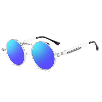 Men's Steam Punk Round Metal Frame Sunglasses