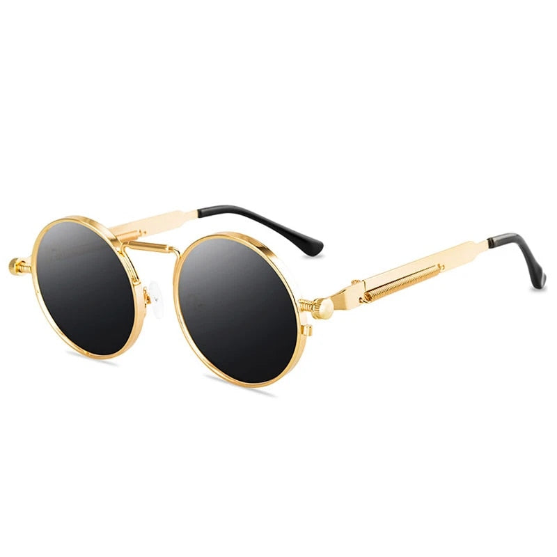Men's Steam Punk Round Metal Frame Sunglasses