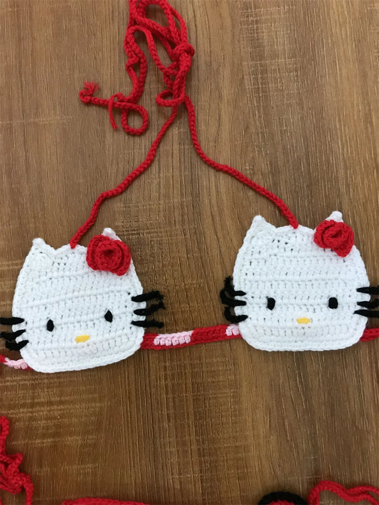 Lady's Cute Crochet Bikini Set