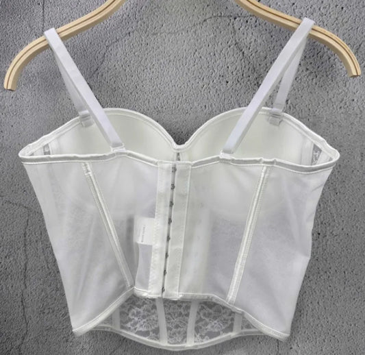 Helen's White Mesh Bustier Top