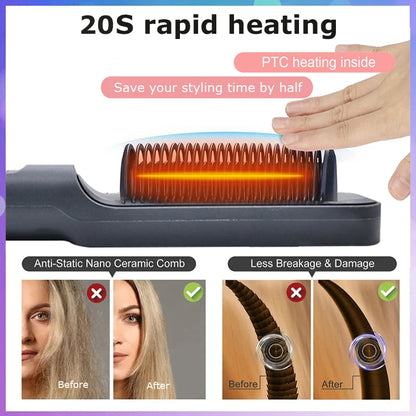 Electric Hot Comb - Multifunctional Hair Straightener Brush