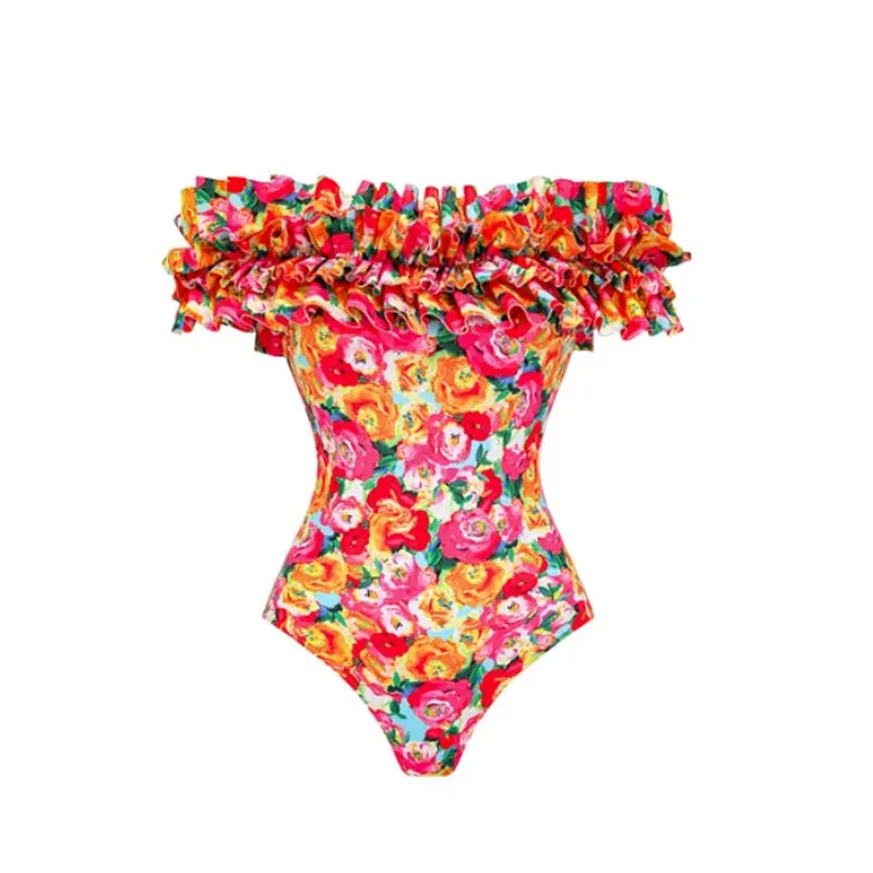 Helen Floral Ruffle One-Piece Swimsuit Set