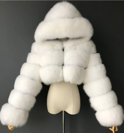  Women Fluffy Fur Coat With Hood - Weeknd Shop Online 