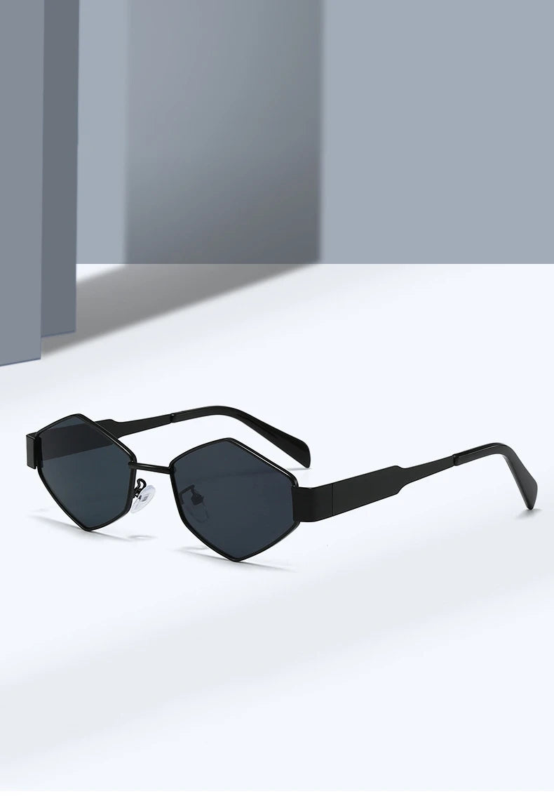 Retro Mens Vintage Metal Frame Polygon Sunglasses - Weekend Shade Sunglasses 