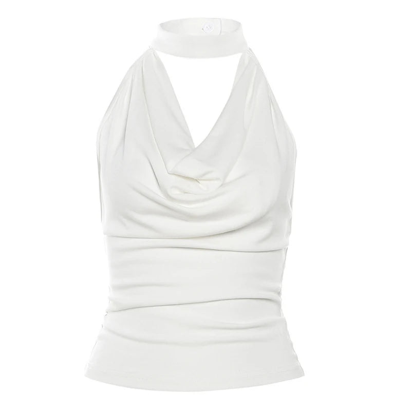 Casual Cowl Neck Halter Top